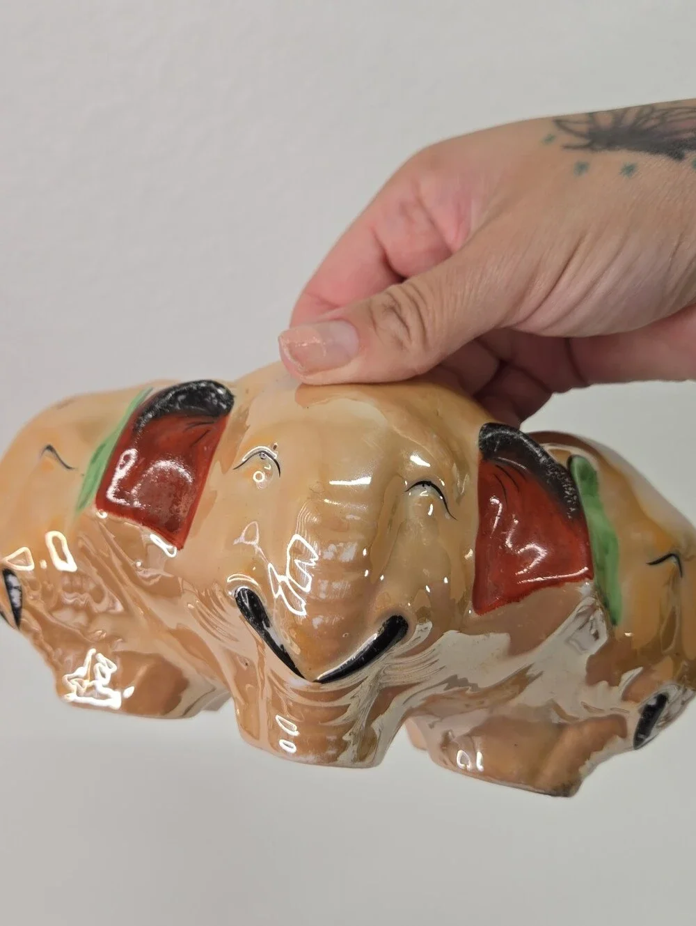 VTG Lusterware Elephant Planter Made in Japan Mid Century Pottery Lucky 30s Rare